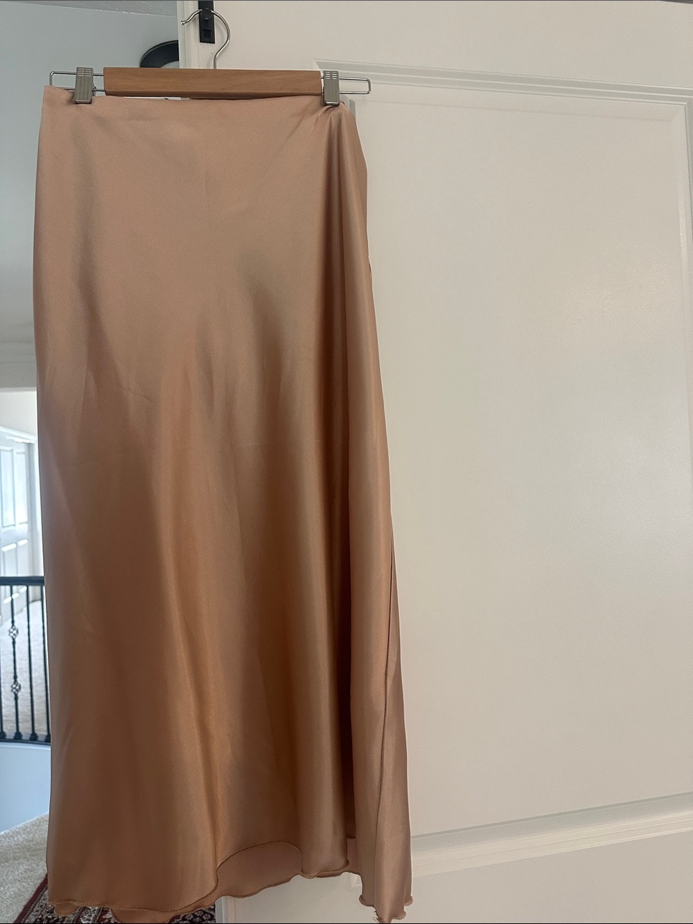 Nicole Miller Satin Bias Midi Skirt in Blush Rose